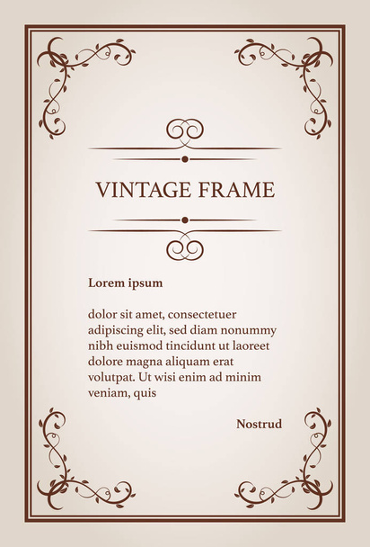 vintage frame border antikes Etikett handgezeichnet retro illustration - Vektor, Bild
