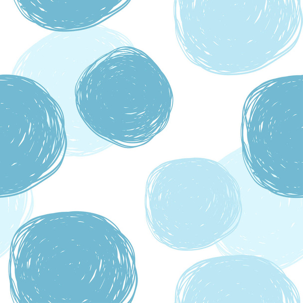 Seamless abstract pattern with hand-drawn circles of blue color. - Vetor, Imagem