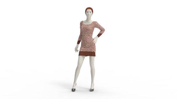 3d renderização de um manequim mulheres lindas em um vestido sexy isolado no estúdio
 - Foto, Imagem