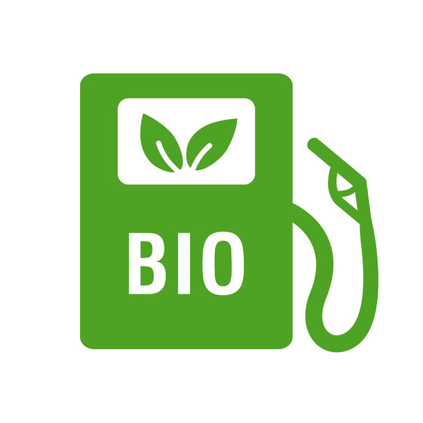 Een biobrandstoftankstation. Vectoricoon - Alternatieve milieuvriendelijke brandstof. Geïsoleerd op witte achtergrond. - Vector, afbeelding