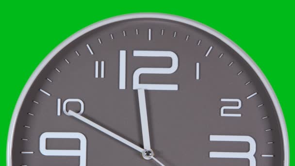 Zegar ścienny na zielonym tle. Okrążenia czasowe - Materiał filmowy, wideo