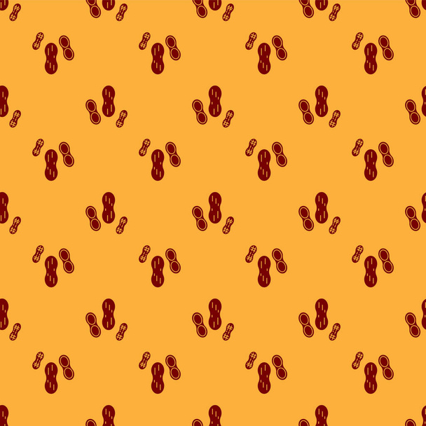 赤ピーナッツアイコンは、茶色の背景にシームレスなパターンを分離しました。ベクターイラスト - ベクター画像