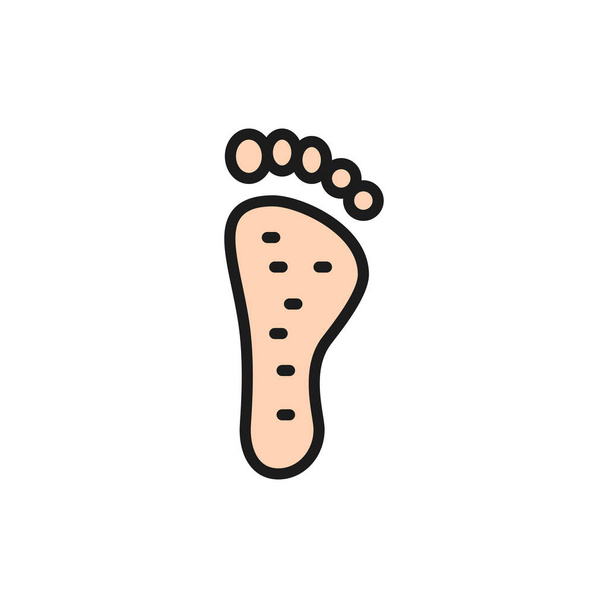 タイの足マッサージ、足の鍼治療フラットカラーラインアイコン. - ベクター画像