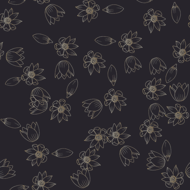 seamless pattern with different flowers in doodle style - Vektor, kép