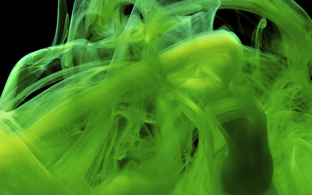 Green technological abstract background. Watercolor ink in water - Фото, зображення