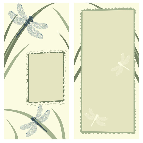 Vertical Greeting Card with Dragonflies - Vector, Imagen