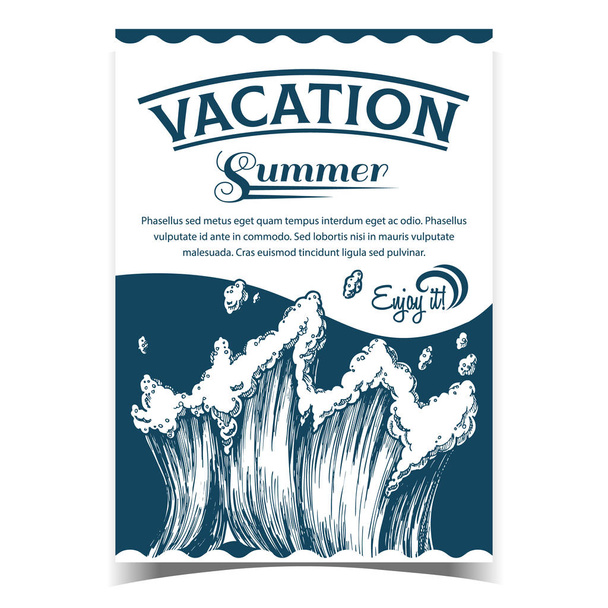 Vector de posters de olas marinas en el Mar Tropical - Vector, imagen