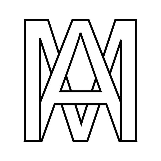 Знак логотипу am, знак значка ma переплетені літери A, M Векторний логотип am, ma перша велика літери алфавіт a, m
 - Вектор, зображення