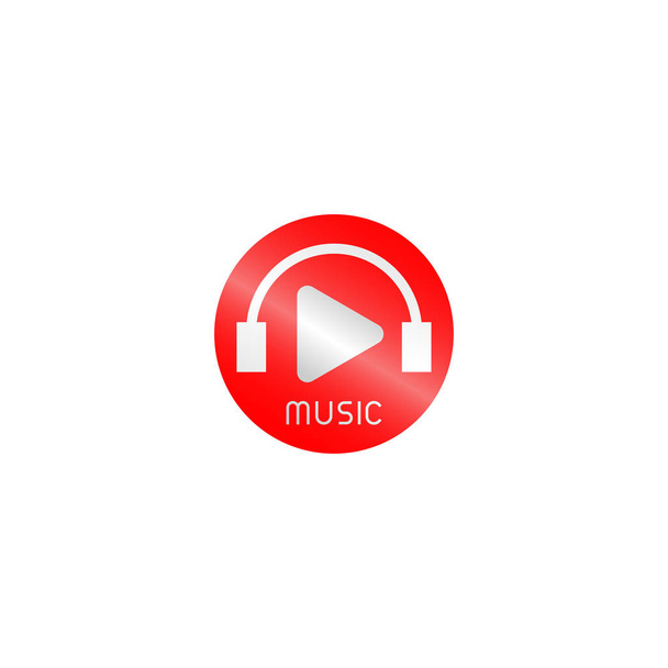Audio Streaming Channel Logo Design Concept, Red, White, Rounded Ellipse Logo Template - Vektör, Görsel