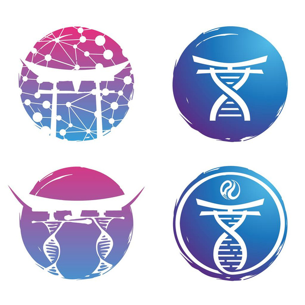 Illustration logo design DNA colorful - Vector, Image