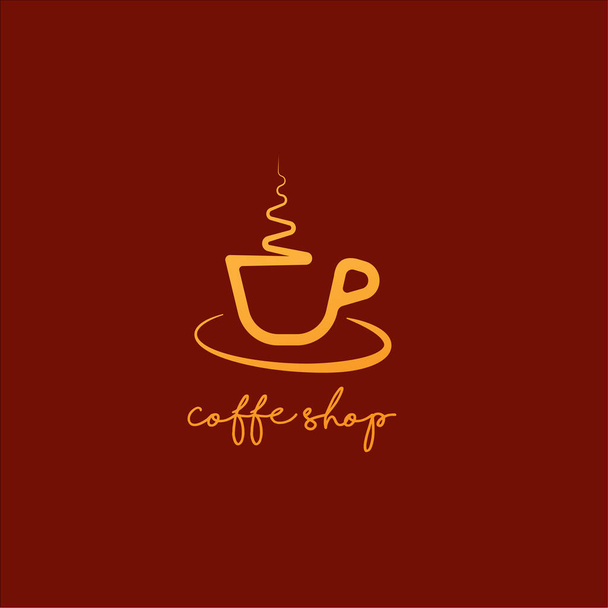 Coffee Shop Logo Design Template, Minimal Logo Concept, Simple Logo Illustration, Cup Vector Icon, Drink Smoke Illustrated, Vector EPS 10 - Wektor, obraz