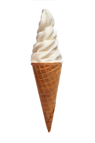 Vanilla ice cream in a waffle cup isolated on white - Valokuva, kuva