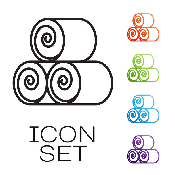 Linea nera Rotolo di icona di fieno isolato su sfondo bianco. Set icone colorate. Illustrazione vettoriale
 - Vettoriali, immagini