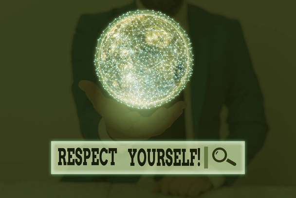 Note d'écriture montrant le respect de soi-même. Photo d'affaires montrant croire que vous êtes bon et digne d'être bien traité Éléments de cette image fournis par la NASA
. - Photo, image
