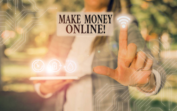 Käsiala tekstin kirjoittaminen Make Money Online. Käsite tarkoittaa voittoa käyttämällä internetiä kuten freelancerina tai markkinointi
. - Valokuva, kuva