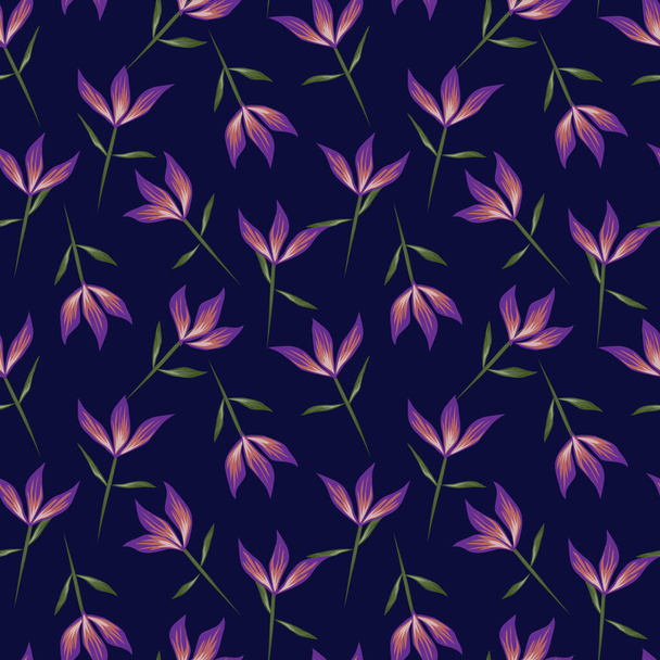 カラフルな熱帯の花のシームレスなパターン - ベクター画像
