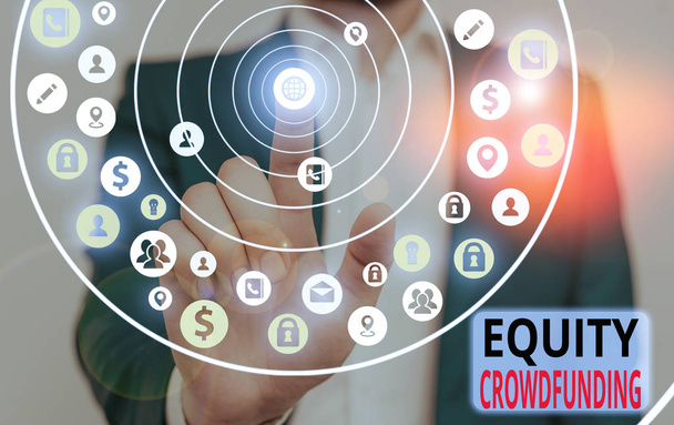 Εννοιολογική γραφή χειρόγραφου που δείχνει Equity Crowdfunding. Επιχειρηματική φωτογραφία κείμενο άντληση κεφαλαίων που χρησιμοποιείται από startups και earlystage εταιρεία. - Φωτογραφία, εικόνα