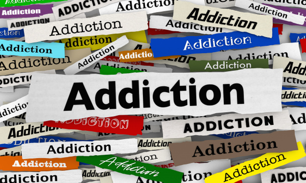 Addiction Drug Problem Habit Treatment Newspaper Legfrissebb hírek 3d Illusztráció - Fotó, kép