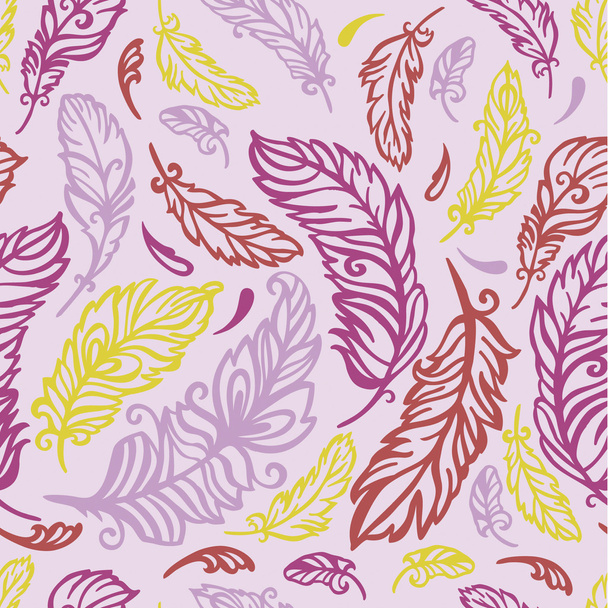 Decorative pattern with colored feathers - Vektor, Bild