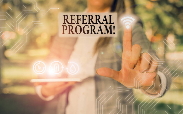 Handwriting text writing Referral Program. Concept meaning internal recruitment method employed by organizations. - Photo, Image