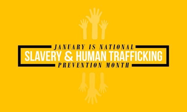 1月の国家奴隷と人身売買防止月間をテーマにしたベクトルイラスト. - ベクター画像