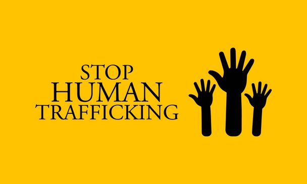 διανυσματική απεικόνιση με θέμα την Εθνική δουλεία και την πρόληψη της εμπορίας ανθρώπων μήνα Ιανουάριο. - Διάνυσμα, εικόνα