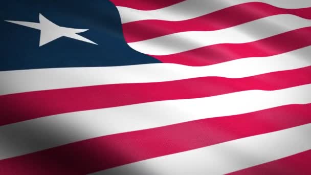 Vlag van Liberia. Zwaaien vlag met zeer gedetailleerde stof textuur naadloze loopable video. Naadloze lus met zeer gedetailleerde stofstructuur. Loop klaar in Hd resolutie - Video
