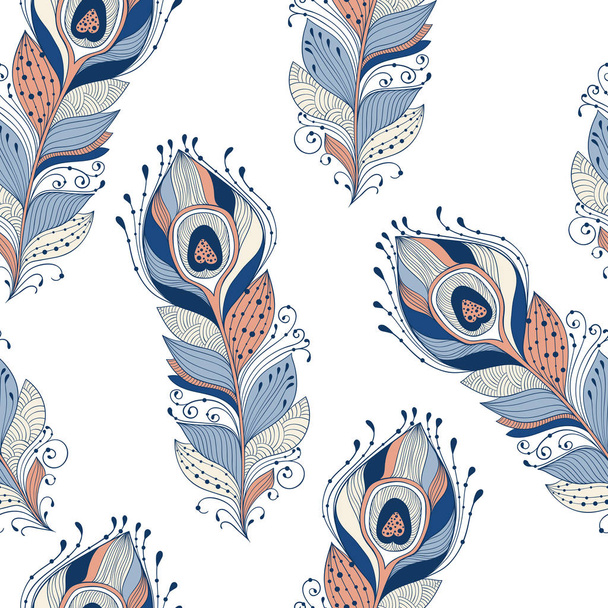 Vector Seamless Pattern with Feathers - Vetor, Imagem