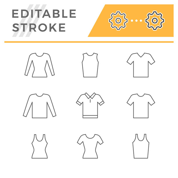 Liniensymbole aus T-Shirt, Singlet, Langarm - Vektor, Bild