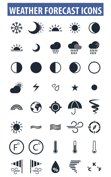 Ikona set - počasí a předpověď vyplněné ikony styl vektor ilustrace na bílém pozadí - Vektor, obrázek