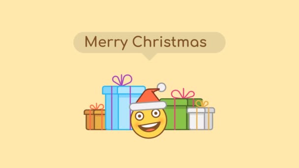 Emoticon en Santa Claus sombrero y cajas de regalo. Concierto de Navidad. Canal alfa. Gráficos en movimiento
 - Imágenes, Vídeo