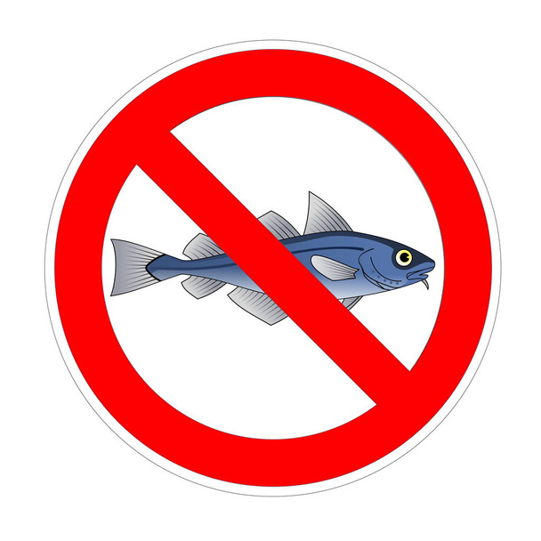 Κανένα απαγορευμένο σημάδι ψαριών, κόκκινο σύμβολο απαγόρευσης - Φωτογραφία, εικόνα