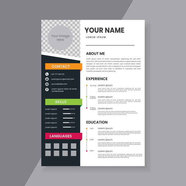 Creative Resume & CV Template Design - Vetor, Imagem