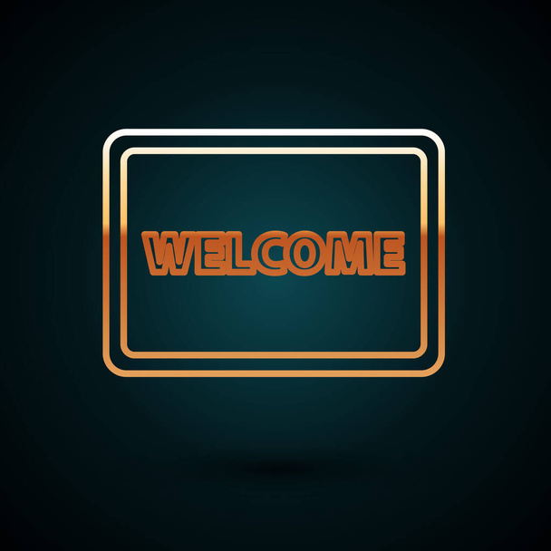 Gold line Doormat with the text Welcome icon isolated on dark blue background. Welcome mat sign. Vector Illustration - Vector, Image