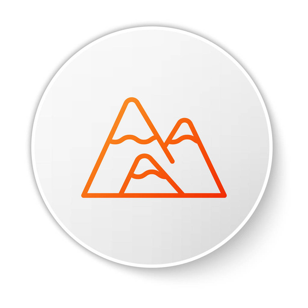 オレンジ色の線山脈のアイコンは、白い背景に隔離されました。勝利や成功の概念の象徴。白い丸ボタン。ベクターイラスト - ベクター画像