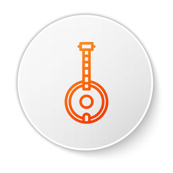 Pomarańczowa ikona Banjo na białym tle. Instrumenty muzyczne. Biały przycisk koła. Ilustracja wektora - Wektor, obraz