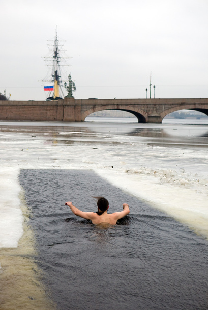 The winter-swimmer at the Peter and Paul Fortress - Photo, Image