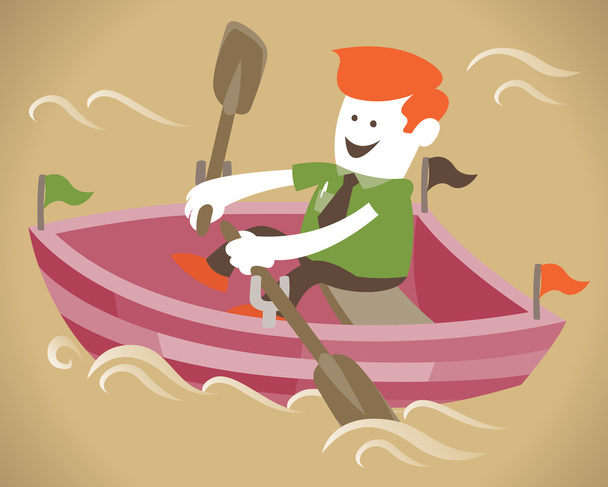 Corporate Guy in his boat - Vector, Image