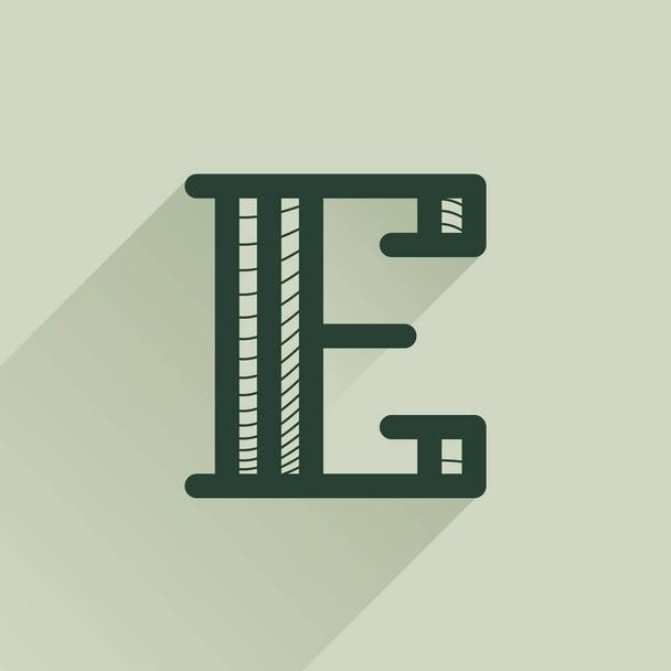 E lettre logo dans le style rétro argent avec motif ligne et ombre
. - Vecteur, image