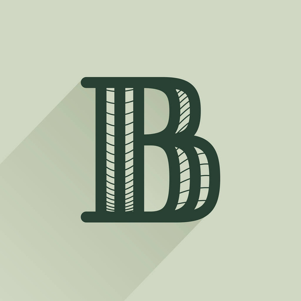 Logo lettre B dans le style rétro argent avec motif ligne et ombre
. - Vecteur, image