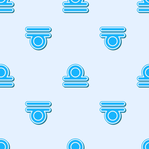 Blue line Libra zodiac sign icon isolated seamless pattern on grey background. Astrological horoscope collection. Vector Illustration - Vector, Image