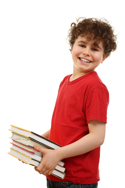 Successful boy holding books - Фото, изображение