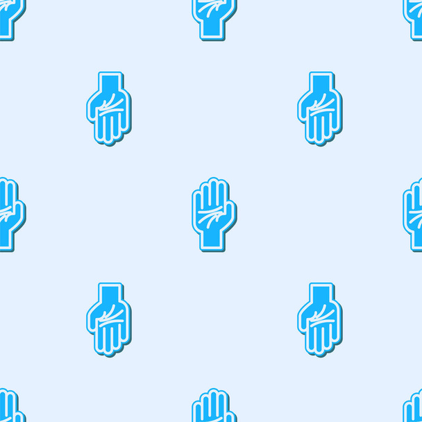 Linea blu Palmistry dell'icona a mano isolato modello senza cuciture su sfondo grigio. Illustrazione vettoriale
 - Vettoriali, immagini