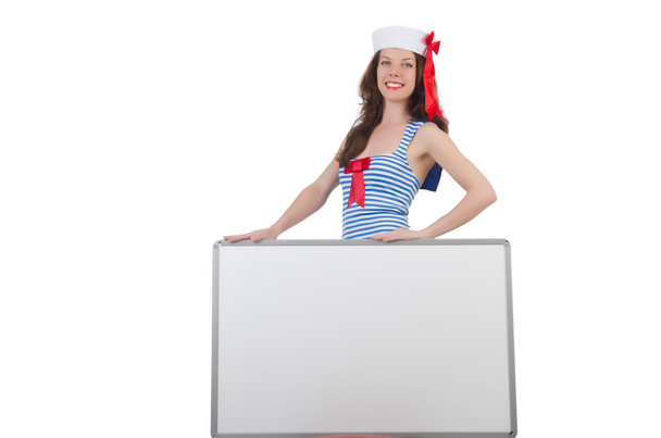Young woman with blank board - Foto, afbeelding