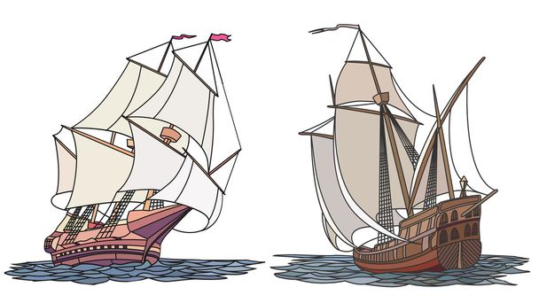 色のアイコンのための帆を船のベクトルを設定. - ベクター画像