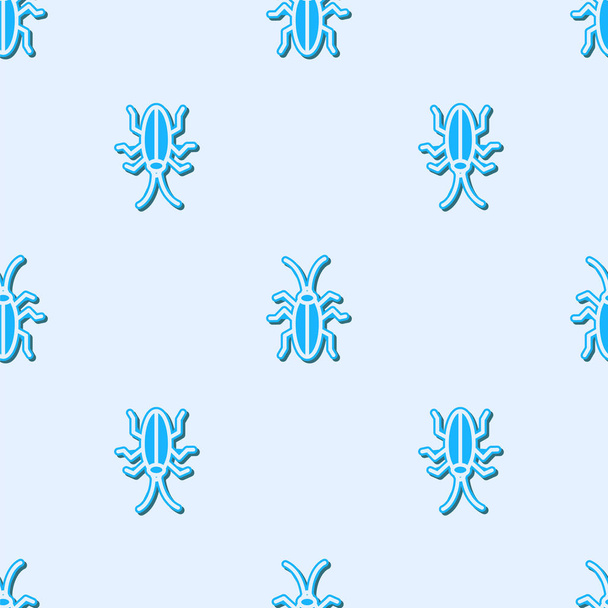 Blue line Cockroach icon isolated seamless pattern on grey background. Vector Illustration - Vector, Image