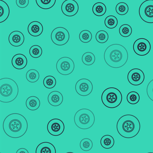 schwarze Linie Auto Bremsscheibe Symbol isoliert nahtlose Muster auf grünem Hintergrund. Vektorillustration - Vektor, Bild