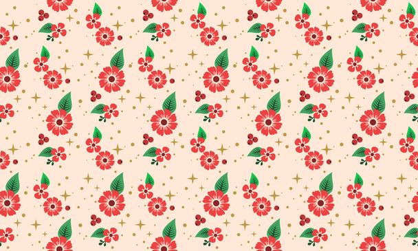 Cute and unique Christmas red flower with floral pattern art. - Διάνυσμα, εικόνα