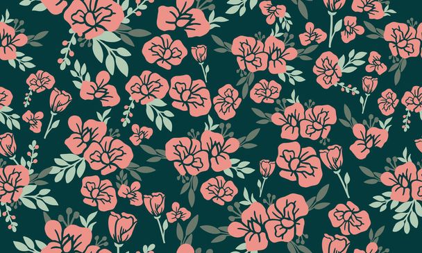 Flower seamless pattern for Valentine, with leaf flower modern drawing. - Vettoriali, immagini