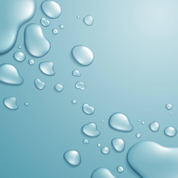 Wassertropfen auf blauem Hintergrund - Vektor, Bild